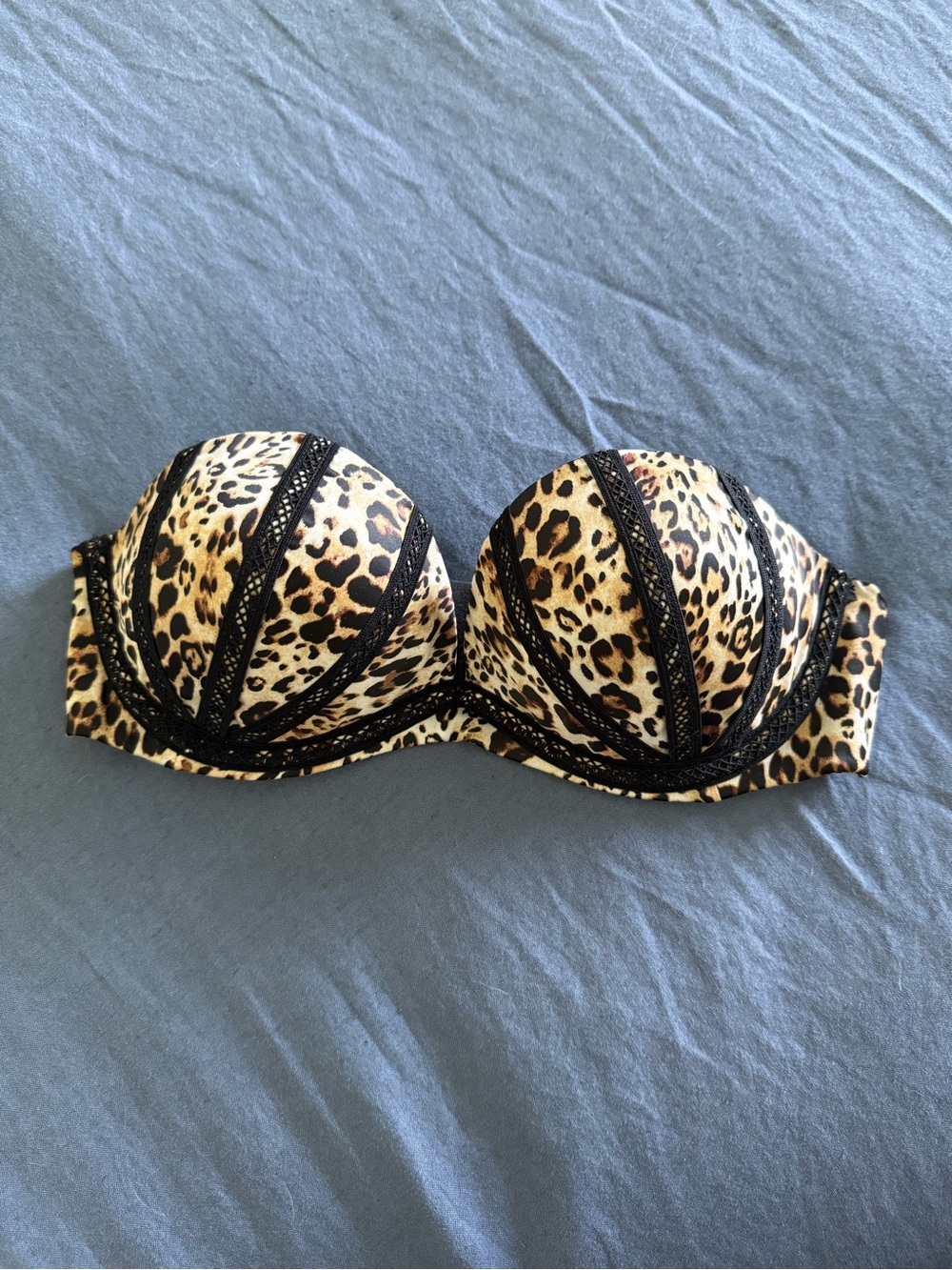 Victoria's Secret Leopard Print Strapless Bra - Black & Tan